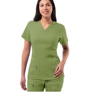 Adar Pro Scrubs For Women - Elevated V-Neck Scrub Top Small Green New